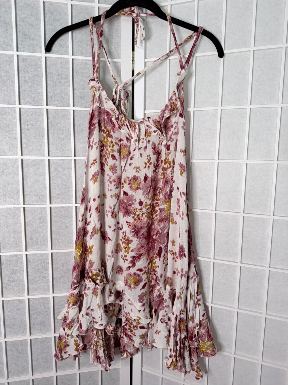 Women's Asymmetrical Floral Slip Dress - Dusty Rose